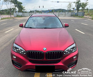 CL-CH-01 super chrome metallic romani red vinyl for bmw