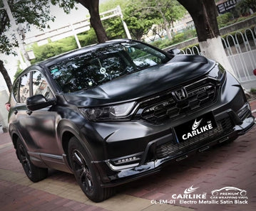 CL-EM-01 matte electro metallic satin black vinyl for honda