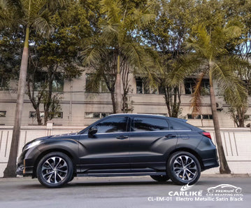CL-EM-01 matte electro metallic satin black vinyl for honda