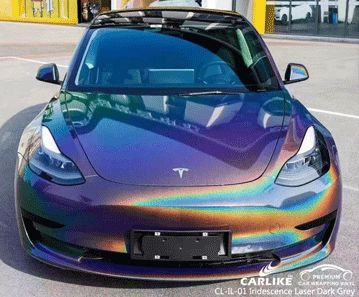 CL-IL-01 iridescence laser dark grey vinyl for tesla