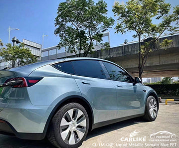 CL-LM-04P liquid metallic somato blue vinyl (pet air release paper) for tesla