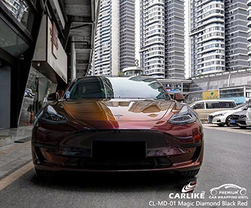 CL-MD-01 magic diamond black red vinyl for tesla