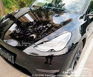 CL-SV-01PR super gloss crystal piano black auto-repair vinyl (pet air release paper) for tesla