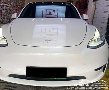 CL-SV-02 super gloss crystal white vinyl for tesla