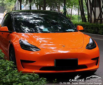 CL-SV-08 super gloss crystal orange vinyl for tesla