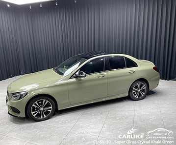 CL-SV-30 super gloss crystal khaki green vinyl for benz