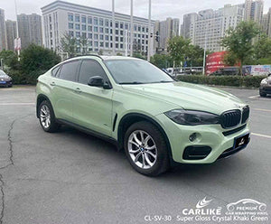 CL-SV-30 super gloss crystal khaki green vinyl for bmw