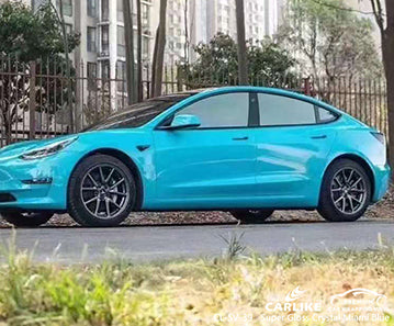 CL-SV-39 super gloss crystal miami blue vinyl for tesla