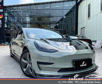 CL-TPU-5009 tpu gloss crystal khaki green vinyl for tesla